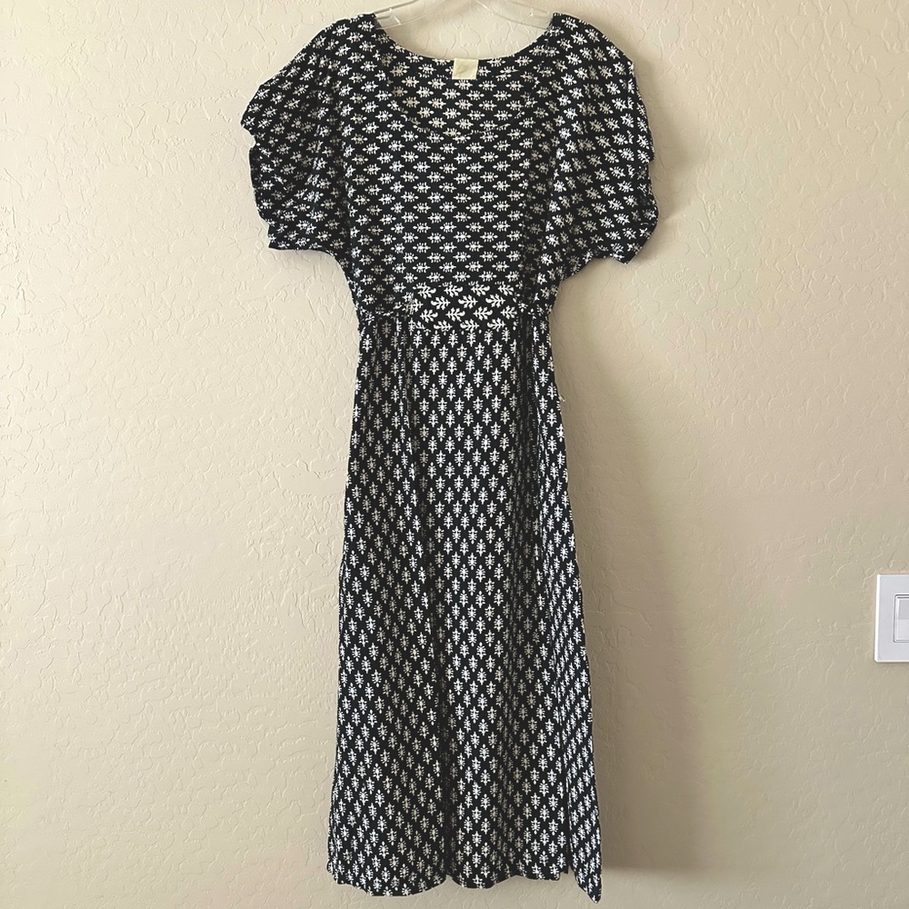 Hippie Chic Empire Waist Midi Dress Batik Print